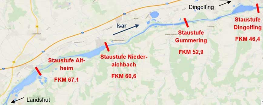 Inspection and rehabilitation of the Dams at Lower Isar, Germany
